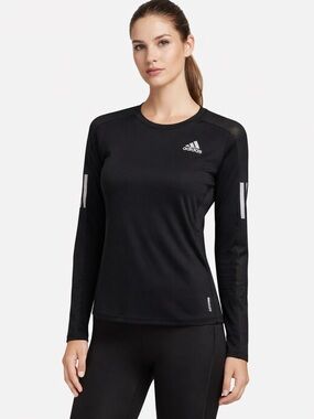 Adidas OTR Long Sleeve Running Tee Black Aeroready Lightweight Athletic Top NWT